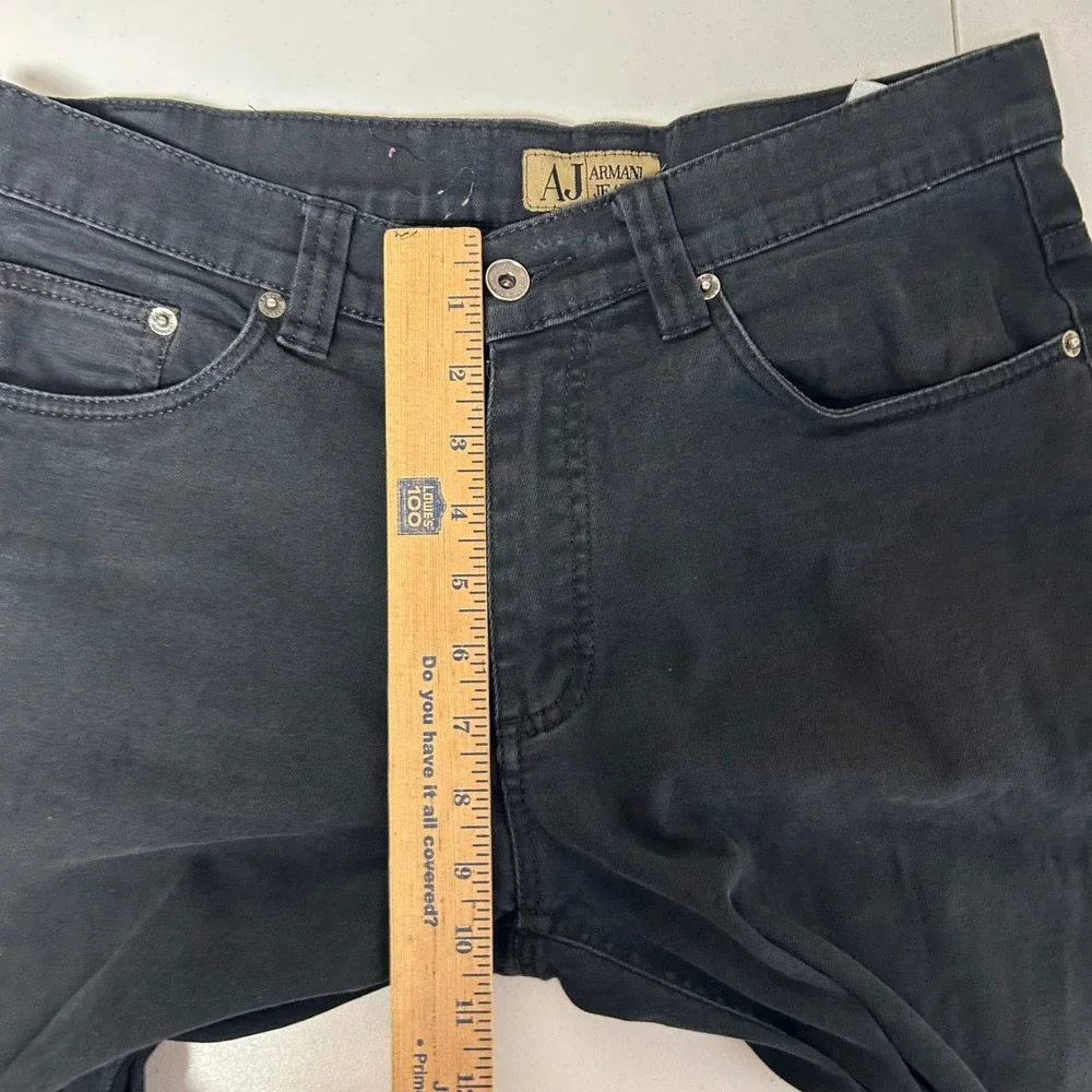 Armani Jeans Straight Leg Denim Mens 31x27 Black Made in Italy Eagle Logo